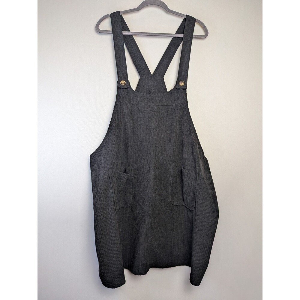 Shein Curve Romper Overalls Womens Size 4XL Black Corduroy One-Piece Side Zip